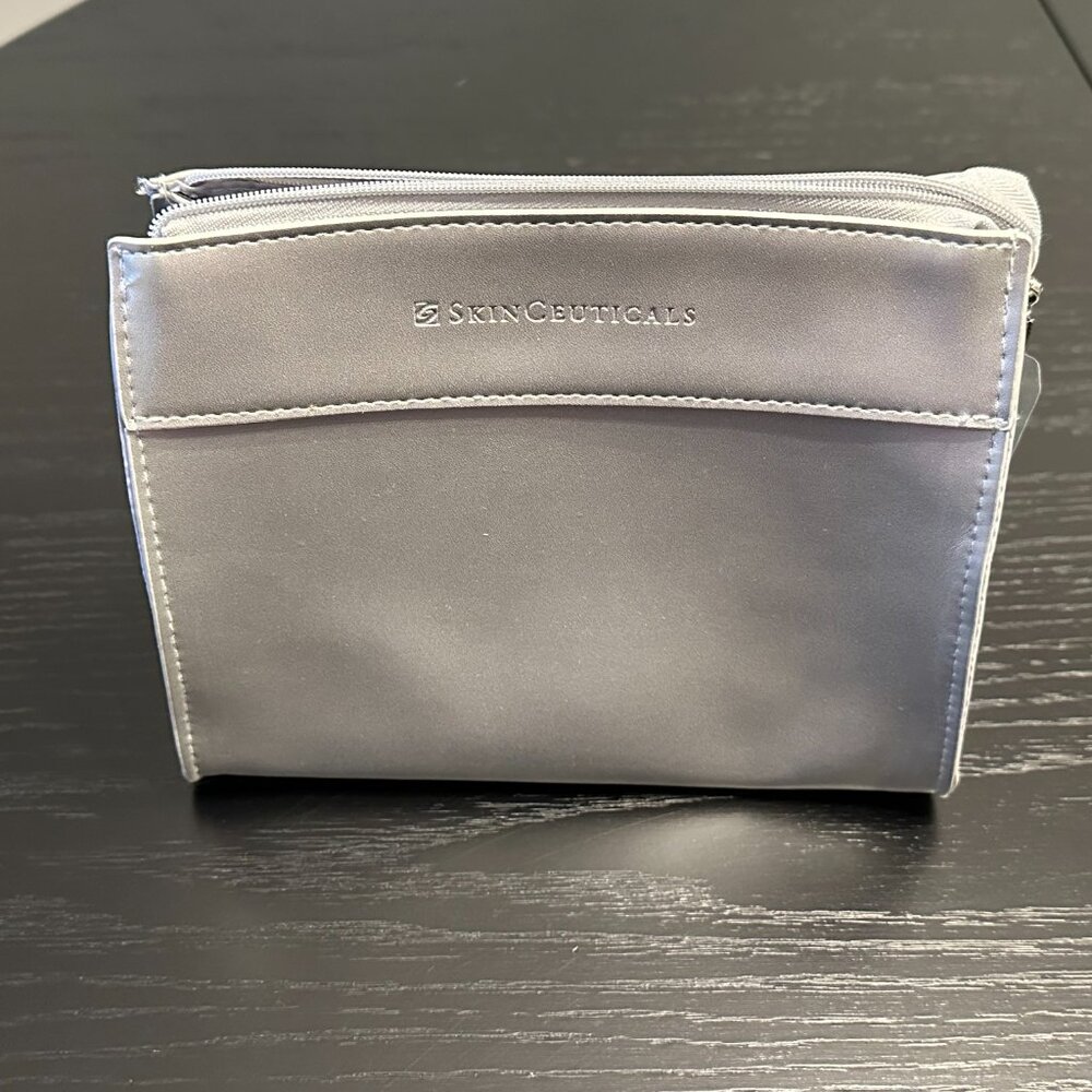 SkinCeuticals silver leather pouch / cosmetics bag | Color: Silver | Size: OS